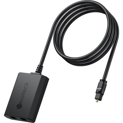 Répartiteur Audio Optique 1 Entrée 2 Sorties Splitter Numérique Répartiteur Toslink Fibre Optique PCM2.0/DTS/Dolby-AC3 avec câble 3,3ft/1M pour HDTV, PS5, PS4, Barres de Son, Maison Cinéma (1/5)