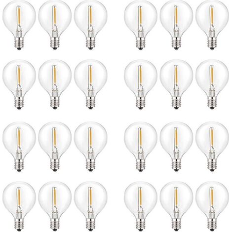 Lot de 24 Ampoules LED G40 E12 Blanc Chaud Incassables pour Guirlandes Solaires (1/4)