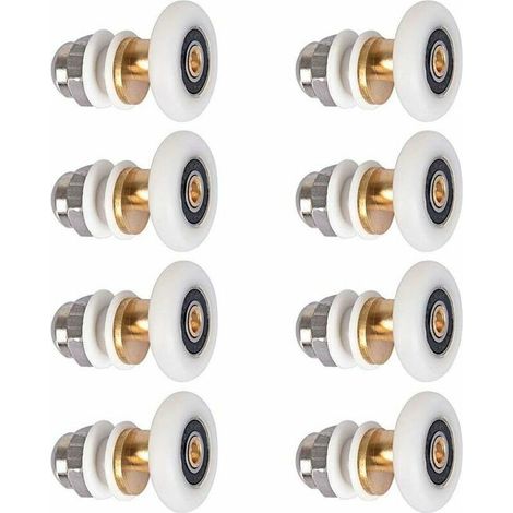 Roulette Porte Douche, Roulettes de Porte Coulissante Cabine de Douche Porte Poulies Roue de Rechange pour Rouleau avec Diamètre de Roues 27mm, 8 Pièces (1/5)