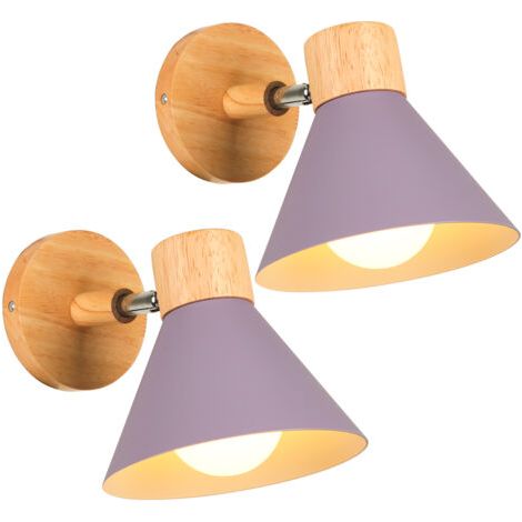 royaluxe- (2X) Applique Murale Interieure Rétro Lampe Murale Métal E27 Applique Murale Vintage Pour Salon Chambre Salle De Bain (Violet) (1/5)
