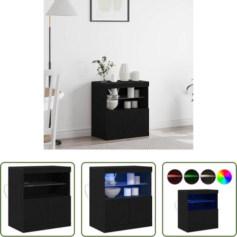 LED-Beleuchtung - LED-Sideboard Schwarz 60,5 x 37 x 67 cm Holzwerkstoff (1/5)