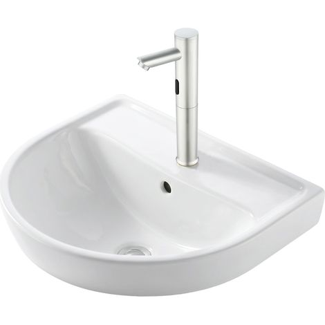 Robinet à capteur sans contact, robinet d'eau froide de lavabo automatique pour salle de bain, argent (1/5)