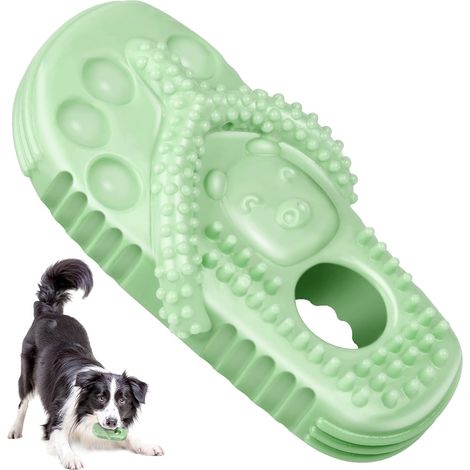 1 jouet vert pour animaux de compagnie, type pantoufle, à mâcher pour les animaux qui ont besoin de faire leurs dents. (1/5)