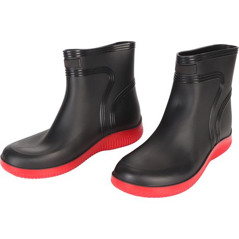 GARRYFIZH Bottes de pluie imperméables mi-mollet pour hommes, chaussures antidérapantes, pour le travail en plein air, la chasse, la pêche, le lavage de voiture, noir, rouge, taille 38