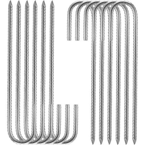 Piquets de fixation sol XL – Lot de 10 sardines galvanisées 30 cm – Acier électrozingué pour sols durs et rocailleux – Fixation tentes
