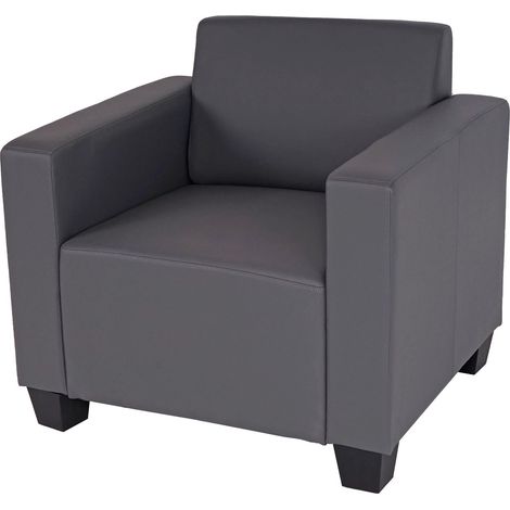 Fauteuil lounge 82 cm hauteur 76 cm profondeur 72 cm assise confortable design moderne cuir synthétique gris foncé 040010625