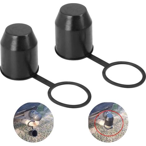 Lot de 2 caches de protection pour boule d'attelage universel noir (1/5)