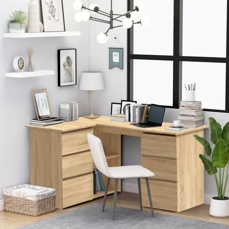 Bureau d'angle, Table de travail, Bureau d'ordinateur Chêne sonoma 145x100x76 cm Aggloméré NAJO1088 (1/5)