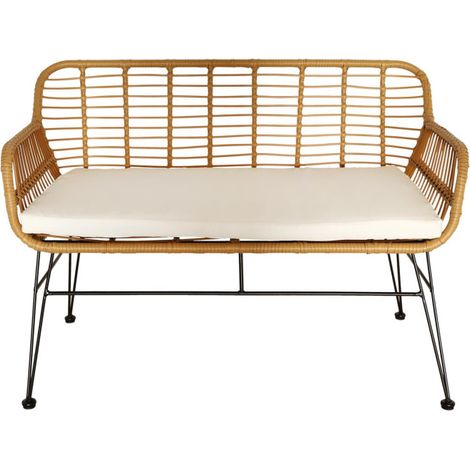 Banc d'Extérieur & Coussin "Noumea" 116cm Beige (1/2)