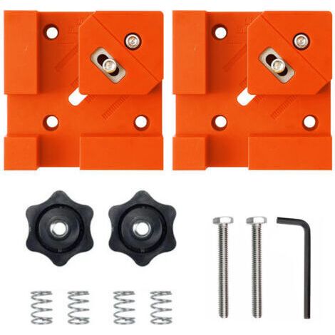 Set mit 2 multifunktionalen 90-Grad-Klemmen, geeignet für Holzbearbeitung und die Montage von Befestigungselementen im Schrankbau, Möbelmontage (Farbe: Orange)