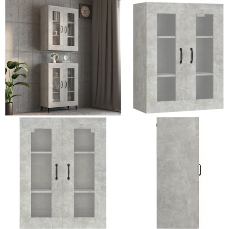 Hängeschrank Betongrau 69,5x34x90 cm - Wandschrank - Hängeschrank - Wohnzimmer Dekoration - Stauraum - Regal - Home & Living (1/5)