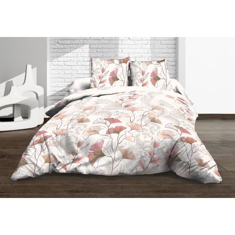 Housse de Couette 220x240 + 2 taies - Pur Coton 57 Fils - Kyoto, Rose (1/5)