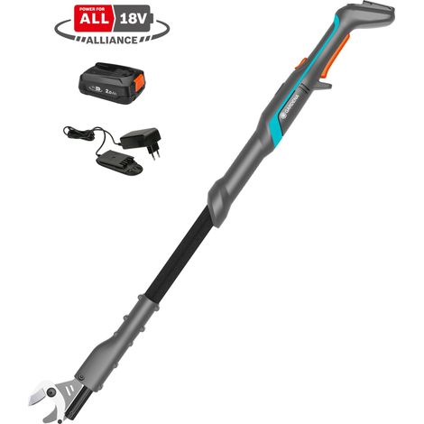 GARDENA Coupe-branches EasyCut 110/18V POWER FOR ALL. Kit prêt à l'emploi. Battrie Li-Ion. Longueur 114 cm. Diamètre de coupe 28 mm. Portée jusqu'à 2,50 m. (14772-20) (1/5)