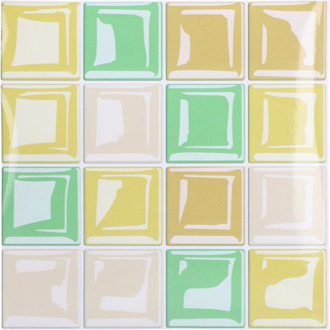 Set mit 10 glänzenden 3D-Wandaufklebern, dekorative Mosaikaufkleber für Fliesen und Böden, kreativ, Format 20 x 20 cm, DIY-Stil (1/5)