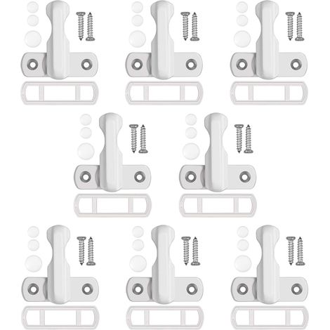 Lot de 8 poignées de fenêtre verrouillables en PVC-U, en alliage d'aluminium durable, avec capuchons à vis et poignées rembourrées. (1/5)