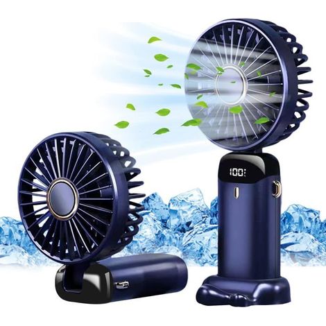 Ventilateur portatif – Rechargeable par USB, 5 vitesses, pliable, écran LED (1/5)