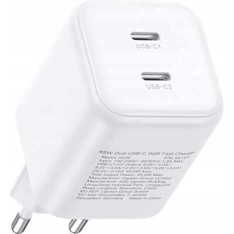 USB-C GaN 45W Wandladegerät – Weiß