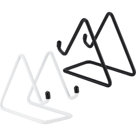 Lot de 2 supports de téléphone avec design triangulaire stable, protection des embouts en caoutchouc, antirouille, support portable pour tablette compatible avec les téléphones noirs et blancs. (1/5)