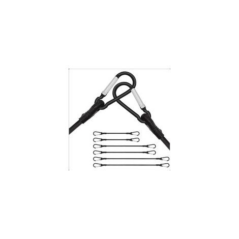 Lot de 6 Tendeurs élastiques avec Mousqueton, Tendeurs Elastique avec Crochets 60 Cm 100 Cm 150 Cm, Long élastiques Sandows avec Mousqueton pour Camping, Bâches, Porte vélos, Tente, Voiture (1/5)