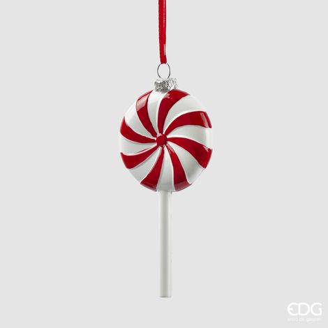 Pendaglio per albero di Natale "Candy" bianco e rosso, 13 x 6 cm (1/3)