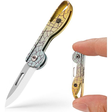 Mini Klappmesser Titan mit Schlüsselloch, leichtes EDC Taschenmesser für Outdoor