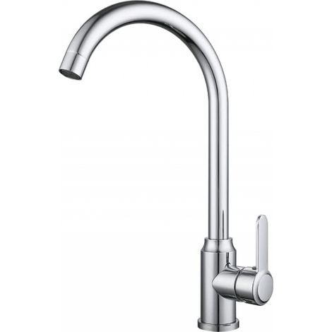Robinet de cuisine en acier inoxydable, robinet d'évier d'eau chaude et froide, grand coude miroir brillant (1/5)