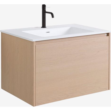 SKLUM Hängendes Badezimmermöbel-Set 80x50 cm aus Holz mit integriertem Waschbecken Jacob