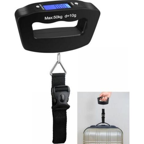 Bilancia elettronica portatile per bagagli da 50 kg: precisa, compatta e alimentata a batteria, ideale per i viaggi aerei o per l'uso domestico.
