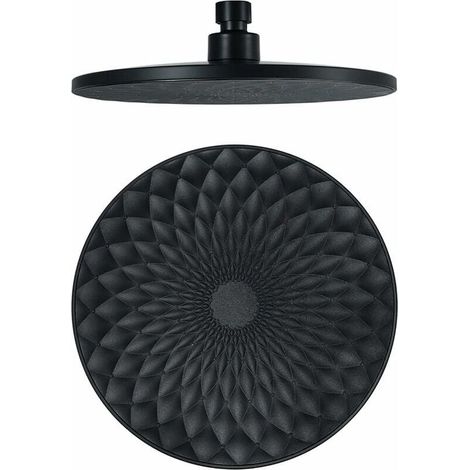 Douche Pluie Ronde 9 Pouces, Pommeau Fixe en ABS, Tête de Douche Haute Pression Économie d'Eau, Connexion G1/2, Noir, pour Salle de Bains (1/4)