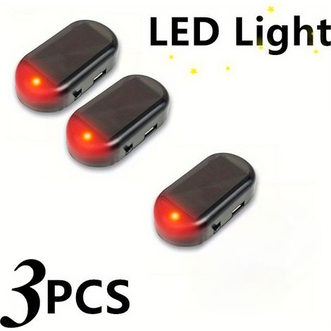3 pcs Lampes antivol solaires portables pour voiture, lampes indicateurs de simulation LED décoratives, éléments de décoration intérieure pour voiture (1/3)