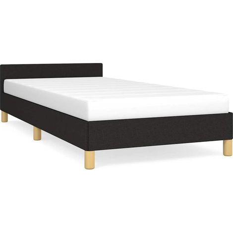 Lit adulte pour 1 personnes avec tête de lit, Structure de lit, Assemblage Facile, Noir 80x200 cm Tissu OIB3018E (1/4)