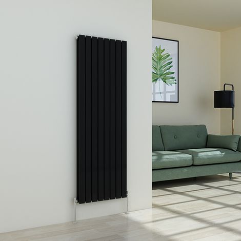 Warmehaus Flat Panel Black Radiator Vertical Double 1600x544mm