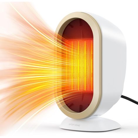 Chauffage Soufflant, 1200W Chauffage Électrique de Salle de Bain, à Deux Vitesses, Chauffage D'appoint Compact Mini Radiateur Soufflant Céramique de Bureau Énergie pour le Patio et la Maison, Blanc (1/5)