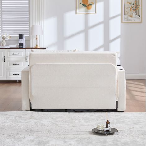 Canapé convertible 139x73x83 cm en tissu chenille beige, gain de place pour salon FloraGrace (1/5)