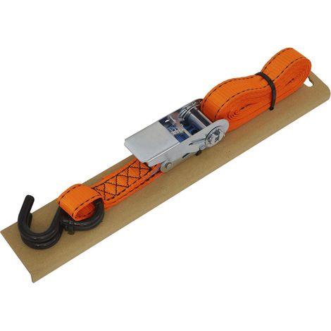 Sealey Ratchet Strap 25mm x 5m Polyester Webbing S-Hook with Corner Protector 600kg Breaking Strength TD0635S (1/5)