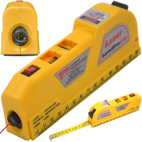 Niveau à bulle laser avec ruban de mesure 250 cm, niveau à bulle laser à lignes croisées 16 cm, niveau à bulle laser, niveau à bulle laser, niveau laser filaire, Retoo (1/5)