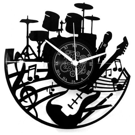 Horloge Murale en Vinyle LP 33 Tours idée Cadeau Vintage Faite Main Maison Guitare Musique Clavier Batterie (1/5)