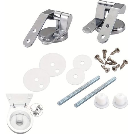 Charnière Pour Abattant De Toilette - Alliage De Zinc Chromé - Universelle Rond Et Ovale - Lot De 2