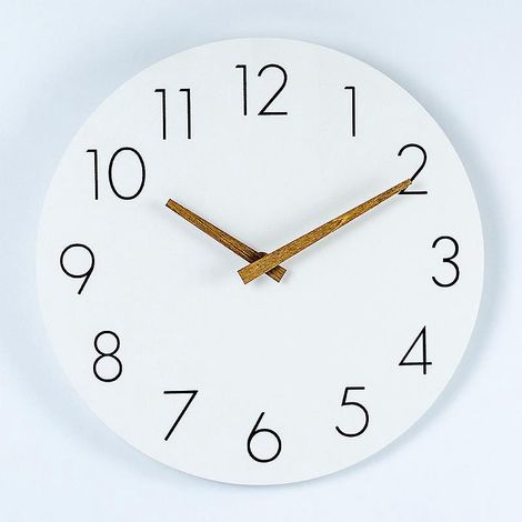 30cm-horloge Murale En Bois Simple Horloge En Bois Planche Densit Silencieuse (1/5)