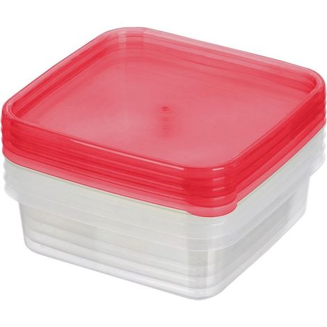 Pack de 4 táperes cuadrados de plástico 1L