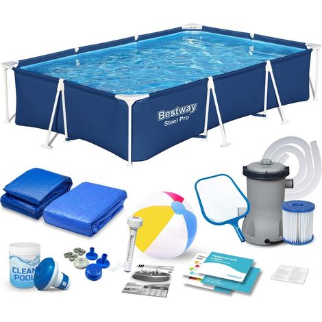 Piscina de jardín con estructura 300 x 201 x 66 cm 16 en 1 Bestway 56404N