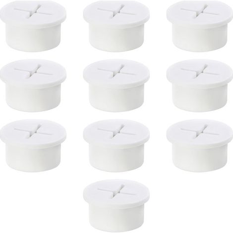 Lot de 10 passe-câbles en caoutchouc – Blancs – 20 mm – Gestion des câbles – Bureau, TV, plateaux (1/5)