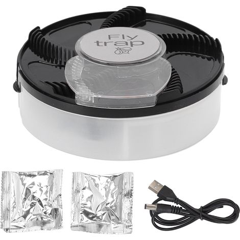Piège électrique à mouches intérieur, capture-mouches automatique rotatif avec appât, anti-moustiques pour cuisine, noir (1/5)