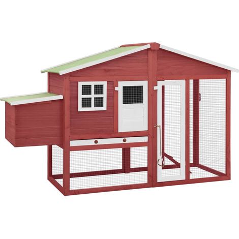 Pollaio con nido 191 x 67 x 117 cm legno massello di abete rosso e bianco 020001676