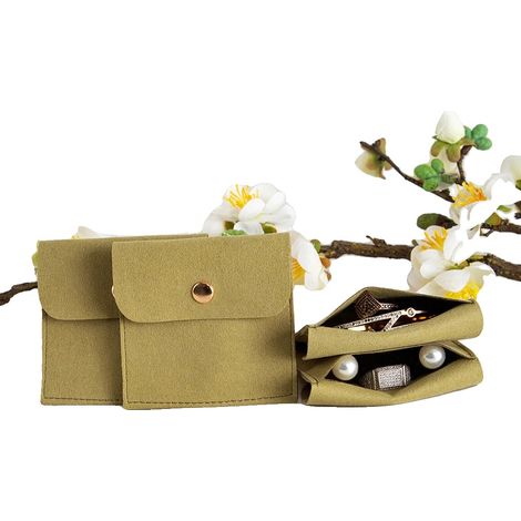 Sac à bijoux, velours en microfibre, rangement multi-usages, Vert foncé, 10pcs-d (1/2)