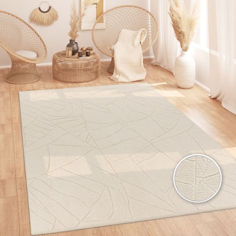 Paco Home Teppich Wohnzimmer Hochflor Skandinavisches Design Boho Abstrakt Einfarbig Beige 160x220 cm (1/5)