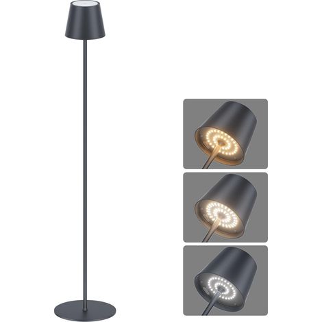Lampadaire LED Dimmable avec piles, Lampadaire sans fil rechargeable avec commande tactile pour l'éclairage intérieur et extérieur, salon, balcon, Anthracite (1/5)