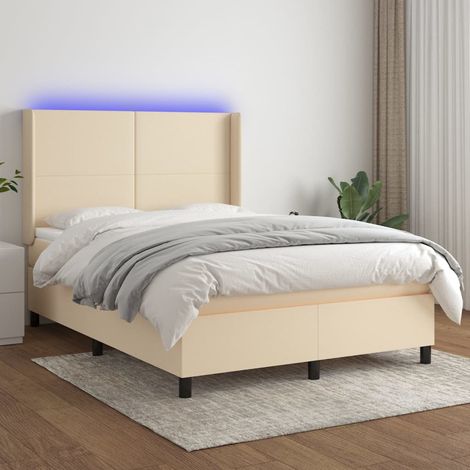 vidaXL Lit à ressort LED avec tête de lit 140 x 190 cm tissu (1/5)