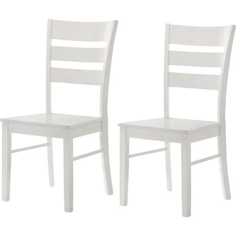 Set 2 Sedie in Legno Bianco da Interno con Schienale Alto