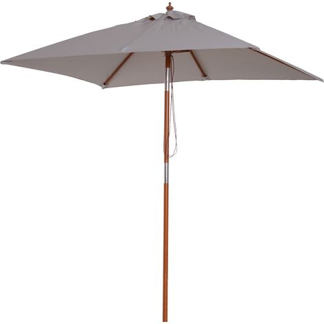 Rechteckiger, neigbarer Sonnenschirm, Holz und hochdichtes Polyester, 2 m x 1,5 m x 2,3 m (hellgrau)